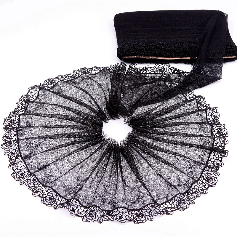 

MLAEY 2Yards Black Exquisite Embroidered Flower Lace Trim High Quality Lace Fabric DIY Craft&Sewing Dress Clothing Accessories
