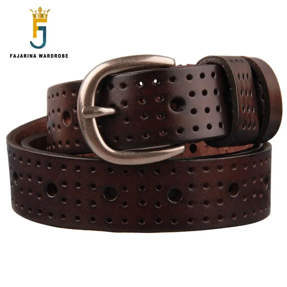 

FAJARINA Quality Cowhide Ladies 100% Cow Skin Leather Female Models Belt Hollow Retro Clasp Styles Belts for Women N17FJ443