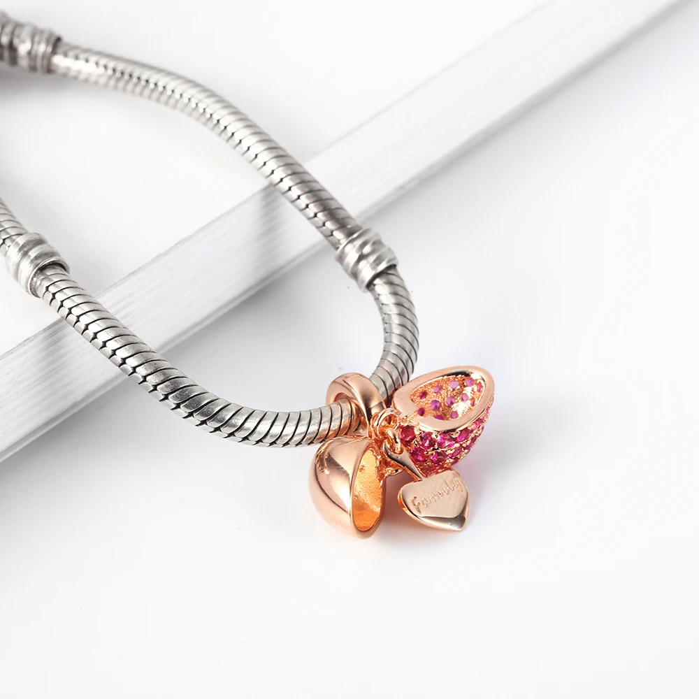 RainMarch Gold Open Heart Pendant Fits Pandora Charms Bracelets Original 925 Silver CZ Crystal Beads Women Jewelry Dropshipping (1)
