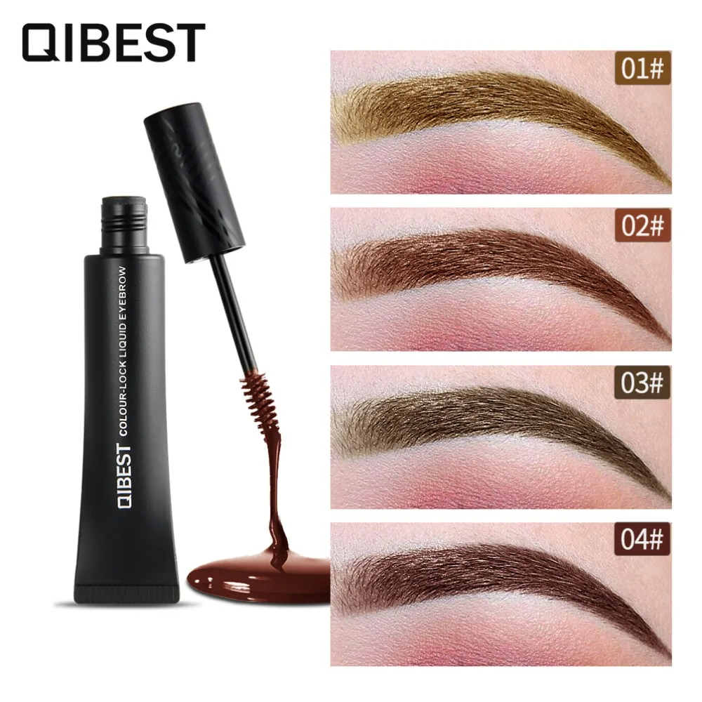 

QIBEST 4 Colors Eyebrow Tint 24H Long Lasting Dye Eye Brow Cream Natural Brown Waterproof Liquid Eyebrow Tattoo Pencil Tool Kit