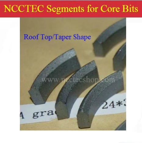 

Taper Roof Top shaped Diamond core drill bit segment | tapered Roof-shaped diamond Segments for wet core drill bits