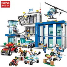 890Pcs City SWAT Police Station Building Blocks Sets 60047 Model Policeman Car LegoINGLs Bricks Educational Toys For Children large size 90pcs police station policeman arrest thief scene model building blocks bricks kids educational toys compatible duplo