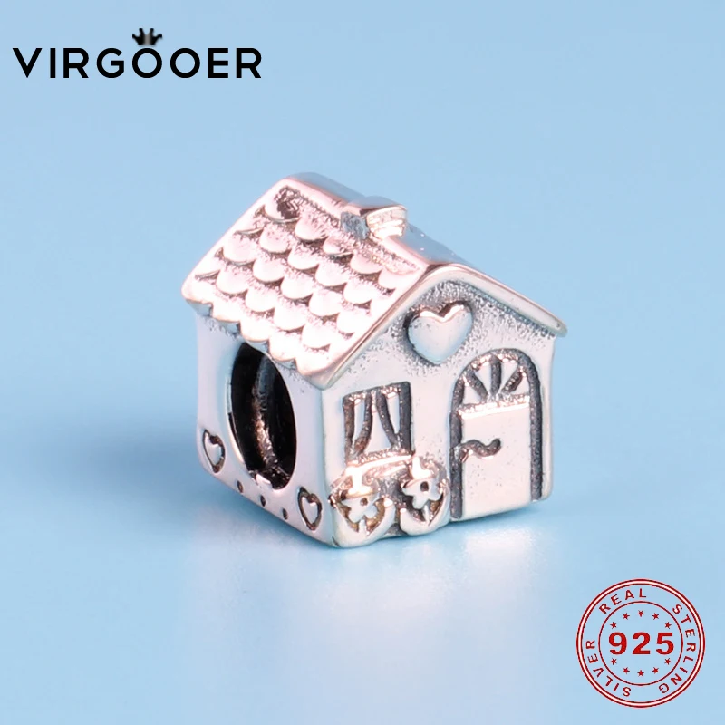 Virgooer милый дом из стерлингового серебра 925 пробы Diy подарок изящные бусы подходят