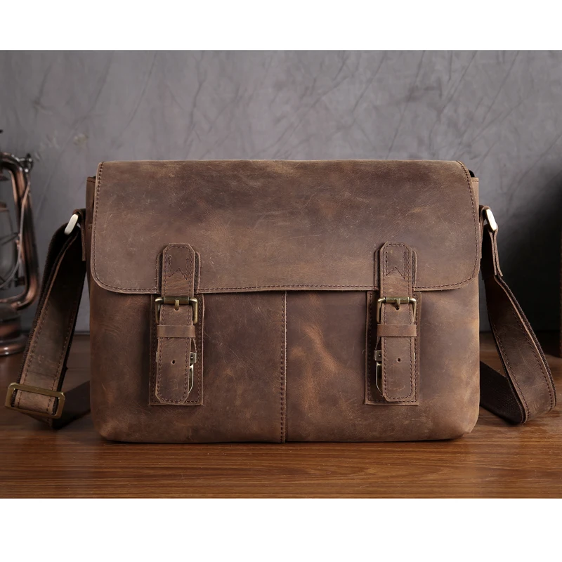 

YISHEN Vintage Men Messenger Bag Genuine Leather Men Shoulder Bags Retro Trend Small Flap Bag Male Travel Crossbody Bags 2761