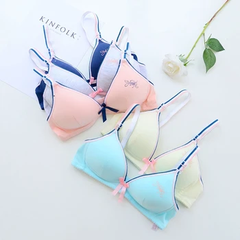 

Cotton Teenage Girl Underwear Bow Students Bra Wire Free Training 12 Year New