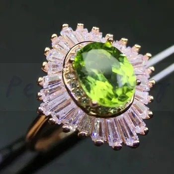 

Peridot ring Free shipping Natural real peridot 925 sterling silver Fine jewelry 0.95ct gemstone Handworked rings #HZ18072705