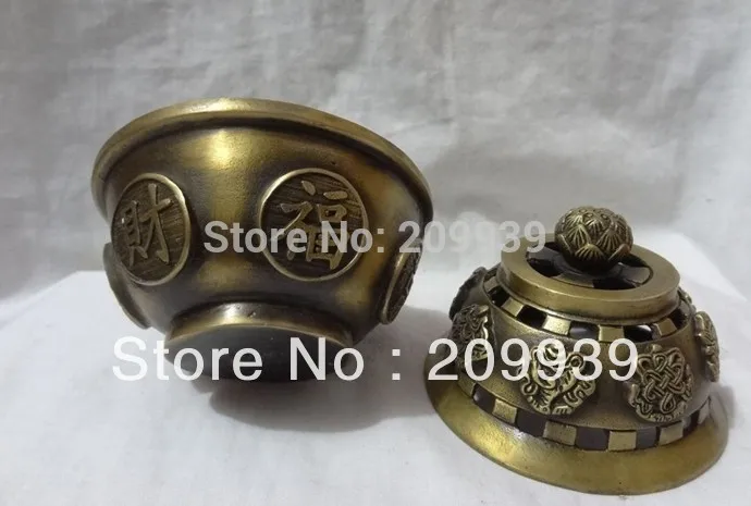 

huij 00168 Chinese Bronze Cai Fu Coin Box 8 Auspicious Statue Tibet Buddhism Burner Censer
