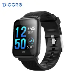 Diggro Q9 крови Давление монитор сердечного ритма Смарт часы IP67 Водонепроницаемый Спорт Фитнес трекер Для мужчин Для женщин Smartwatch
