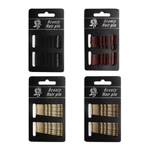 24 шт./компл. золото/черного цвета с ребристой поверхностью; Шпильки зажимы Шпильки "Бобби" захваты заколка-пряжка для Для женщин девушки салон волос Средства для укладки волос