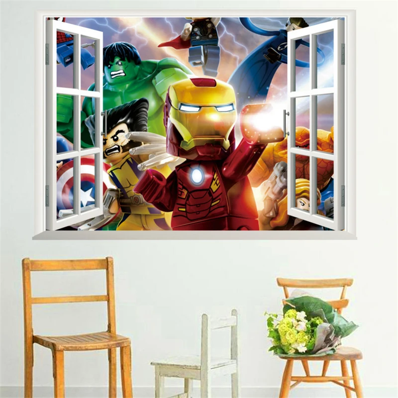 Avengers Marvel Super Héros Enfants Chambre À Coucher Autocollant Vinyle Mur Art Autocollant