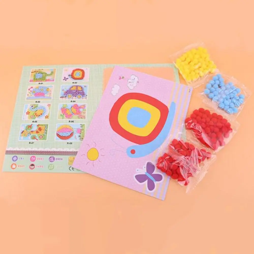 

1 Pcs Creative DIY Baby Kids Plush Ball Painting Stickers Children Educational Handmade Material Cartoon Puzzles Crafts Toys