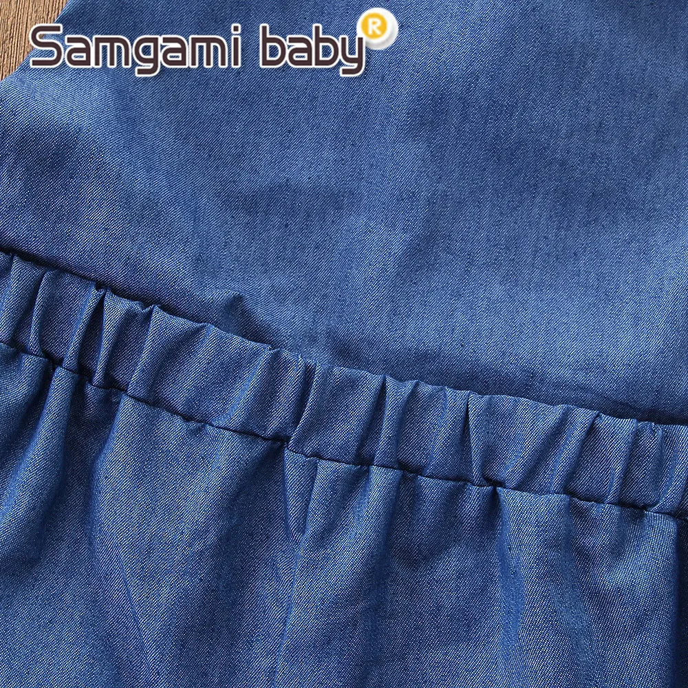 SAMGAMI/Одежда для маленьких девочек джинсовые штаны Однотонный комбинезон детская