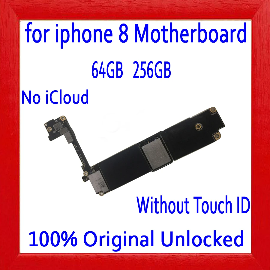 

100% Original unlocked for iphone 8 Motherboard without Touch ID,for iphone 8 Mainboard with Clean iCloud,64GB / 256GB