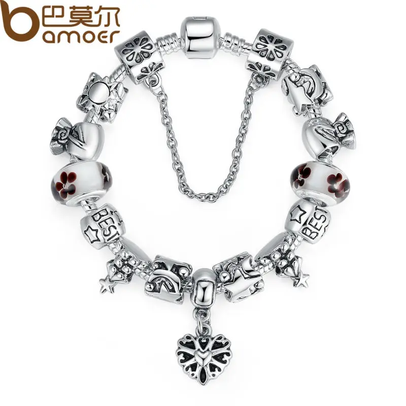 Buy BAMOER Luxury Silver Charm Bracelets & Bangle for