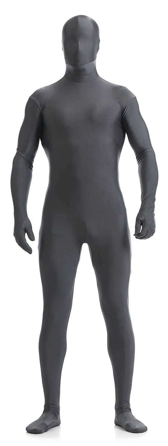 Черный костюм Zentai для мужчин и детей боди с капюшоном из лайкры маской комбинезон