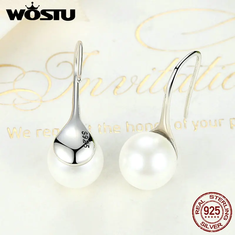 WOSTU, Новая мода, 925, висячие серьги из серебра 925 пробы для женщин, хорошее ювелирное изделие, подарок на день рождения для девушки