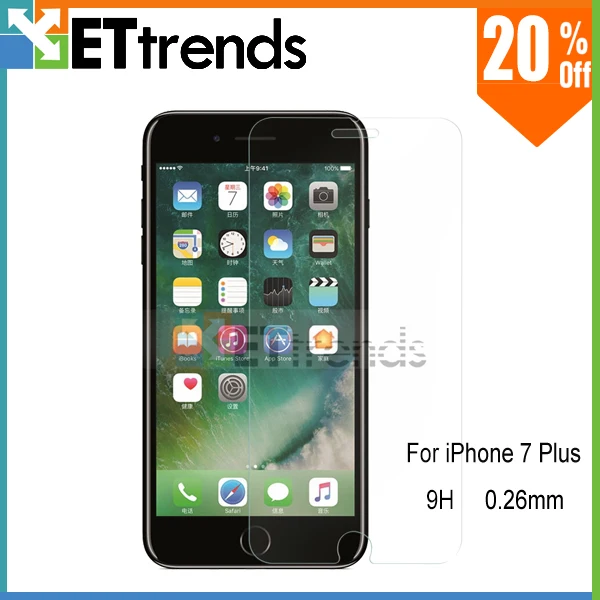 

300PCS/LOT 0.26mm Best Quality Screen Protector For iPhone 7 Plus/8 Plus Protective Film No Package DHL Free Ship