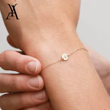 Ручная штамповка, персонализированные начальные браслеты с буквами для женщин, золотой цвет, выгравированный A-Z, начальный диск, имя, браслет, имя, ювелирное изделие