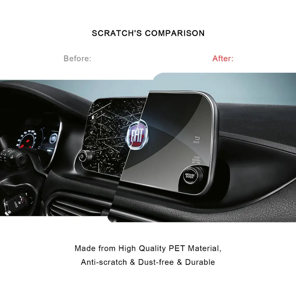 Skup RUIYA osłona przed zwierzętami domowymi dla Fiat Tipo Uconnect 7.0 samochodowy system multimedialny wyświetlacz, niewidoczny przezroczysty ekran protect