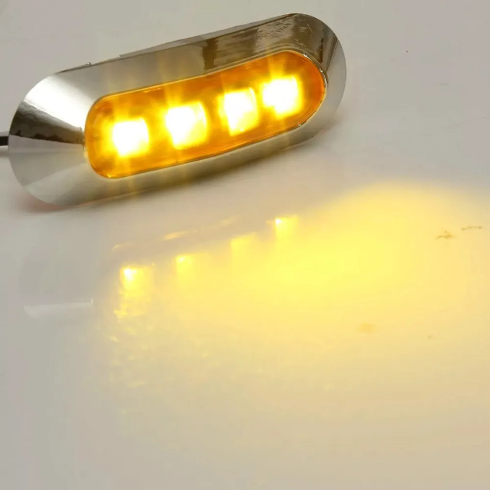 2x 12v 24v AmberRed 4-LED Side Marker Tail Light Lamp Clearance Trailer Truck (5)