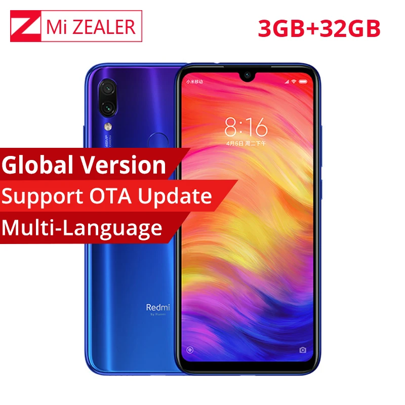 Prix Version globale Xiaomi Redmi Note 7 6.3 pouces 3GB RAM 32GB ROM 48.0 + 5.0 MP caméra arrière snapdragon 660 Octa Core Smartphone