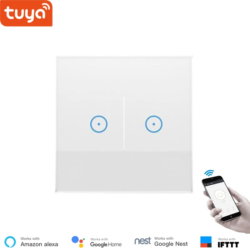 Tuya WiFi умный настенный выключатель для системы домашней автоматизации, беспроводной сенсорный выключатель, ЕС 1 банда 2 банда 3 банда модуль переключателя - Комплект: EU 2gang