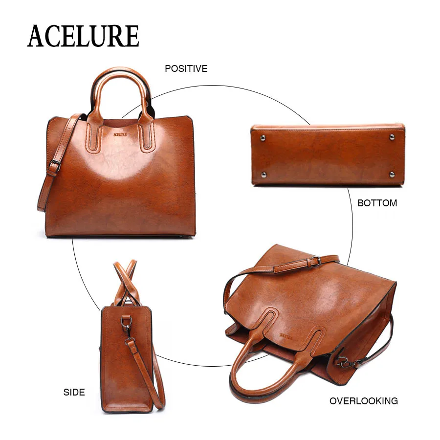 ACELURE Bolsos de cuero las mujeres grandes bolso Casual de alta calidad Bolsos De Mujer tronco bolso español Marca bolso de hombro señoras grandes Bolsos