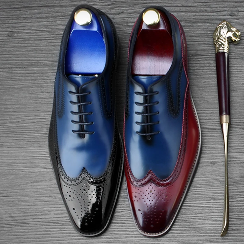Hommes Bureau En Mariage De Nouveau Homme Appartements Couleurs Cuir Luxe Noir Rouge vin Ss486 Oxford Chaussures Formelle Mixte Robe Véritable Sculpté Richelieu Party qSawTxZnS