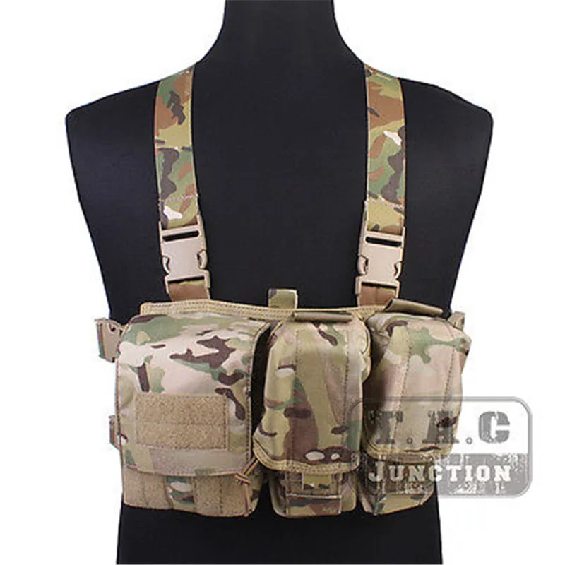 

Emerson Tactical Combat Assault Lightweight Chest Rig Vest Harness Multicam Carrier Vest M4 M16 Mag Pouches Body Armor