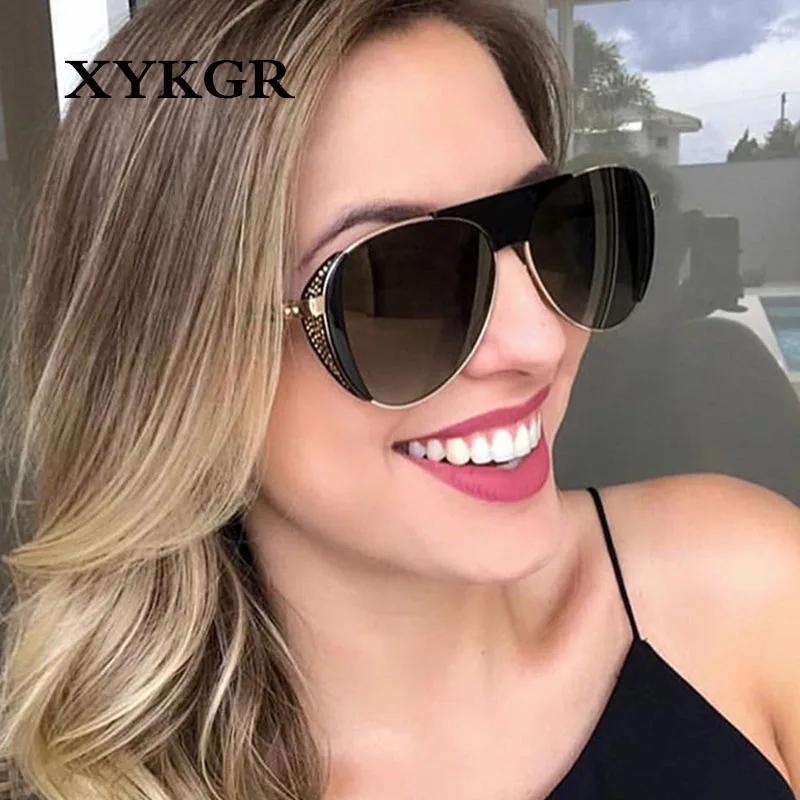 

XYKGR fashion luxury rhinestone metal sunglasses ladies trend brand design leopard sunglasses men and women new glasses UV400