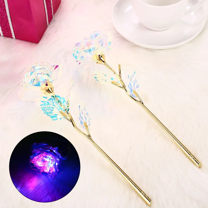 

Rainbow Gold Foil Valentine'S Day Fresh Flower Rose Flower 24K Gold Foil Flower Mother'S Day Eternity Rose Beautiful