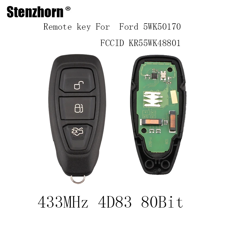 Stenzhorn 3 Button 433Mhz Complete Remote Key for Ford Fiesta Focus C