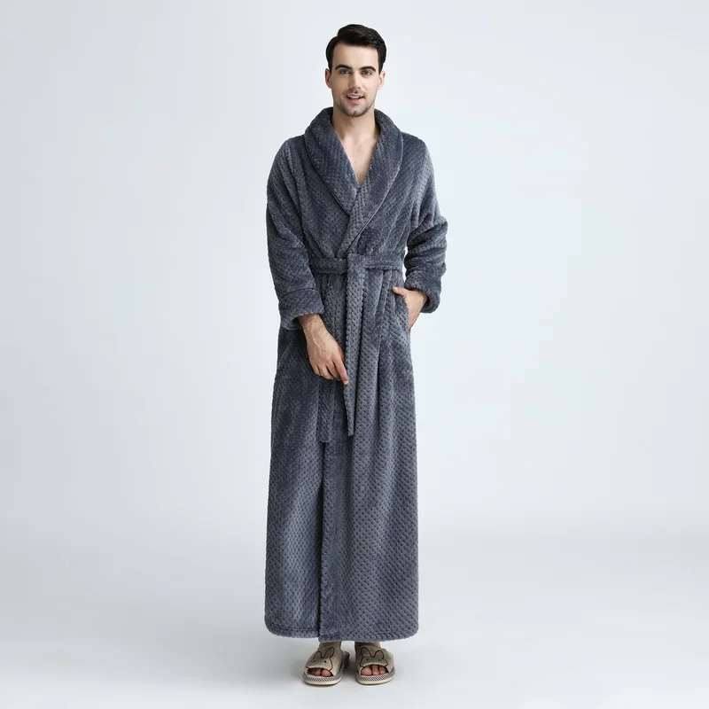Lovers Dress for Men and Women Warm Super Soft Flannel Coral Fleece Long Bath Robe Mens Kimono Bathrobe Male Dressing Gown Robes
