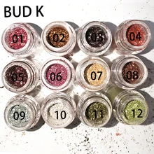 BUD K 12Colors Glitter Eye Shadow Cosmetic Makeup Diamond Lips Loose Makeup Eyes Pigment Powder Woman Cosmetics Make Up