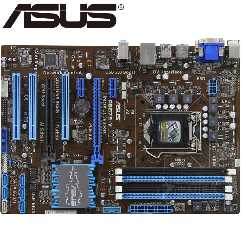 Asus P8B75-V настольная материнская плата B75 Socket LGA 1155 i3 i5 i7 DDR3 32G uATX UEFI биос оригинальная б/у материнская плата в продаже