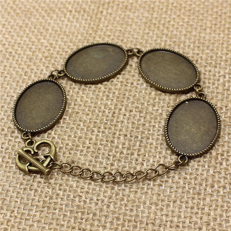 

3Pcs 18*25mm Oval Bracelet Cabochon Setting Vintage Bronze Metal Zinc Alloy Jewelry Blank Setting OT button Bracelet Findings