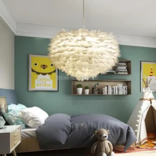 Bedroom chandelier warm romantic creative dining room living room lamp wedding room children room personality feather lamp LED
