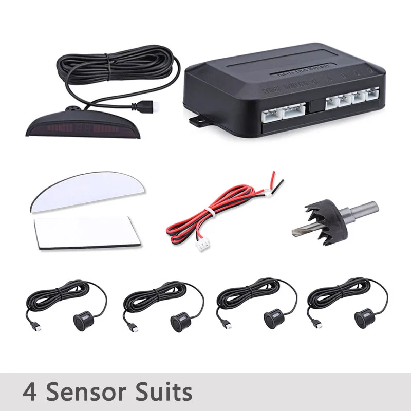 Car LED Parking Sensor Kit With 2\\4 Sensors Display\\Buzzer Voice Reverse Backup Radar Monitor Detector Security Alert System