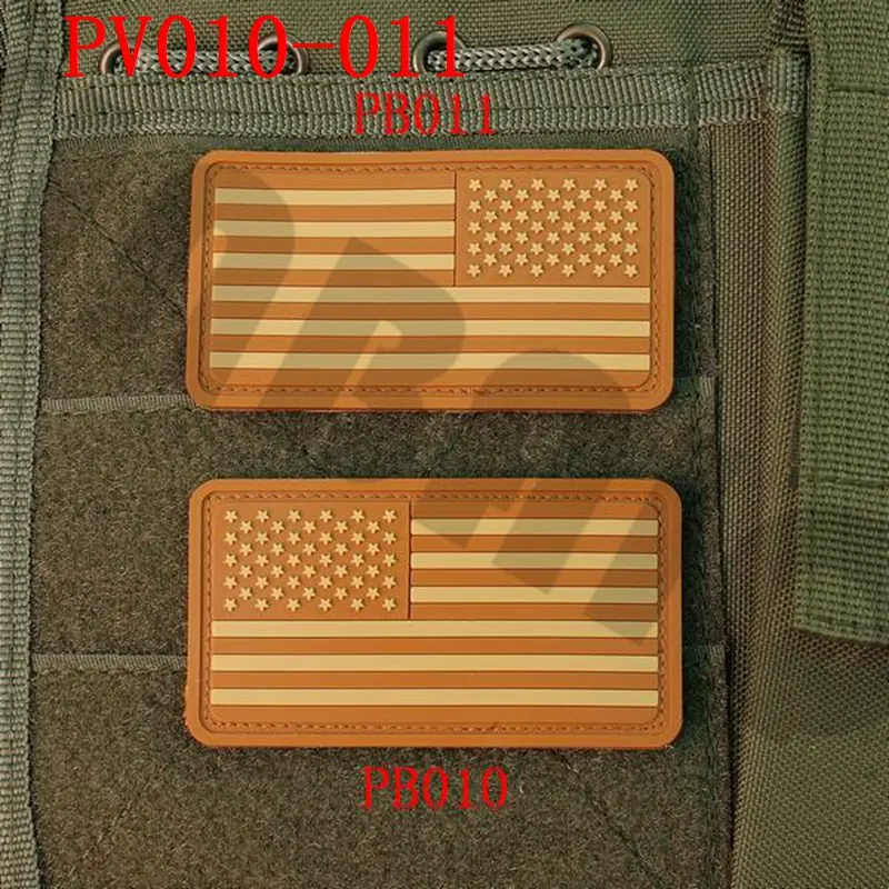 3D ПВХ патч 2* шт США американский флаг Резиновый патч - Цвет: PB010 PB011 Tan