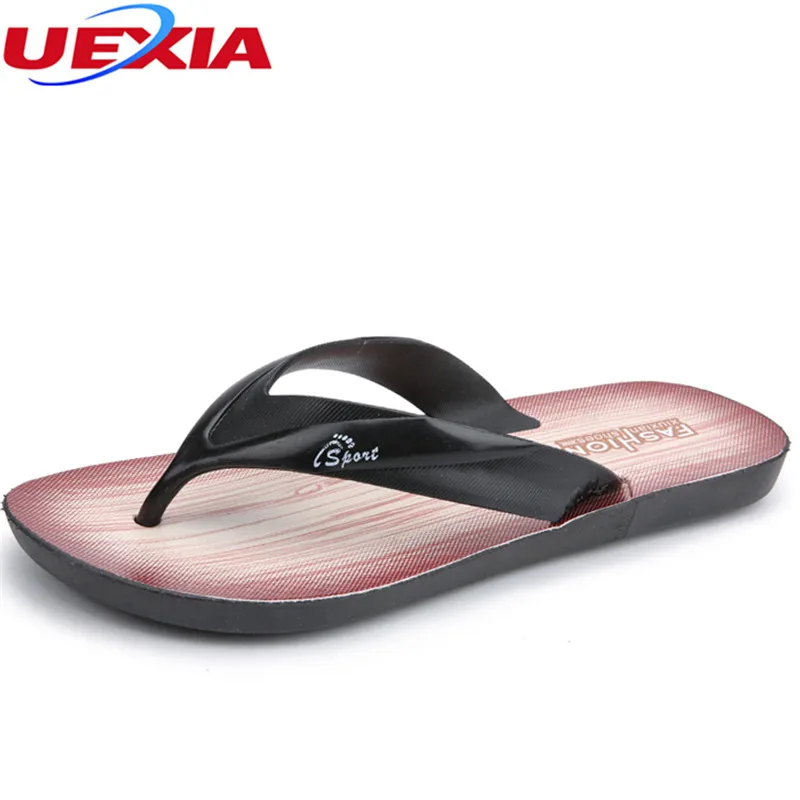 

UEXIA Men Fashion Flip Flops Indoor/Outside Slippers Patchwork Design Man Summer Casual Shoes Adults Breathable Permeable Beach