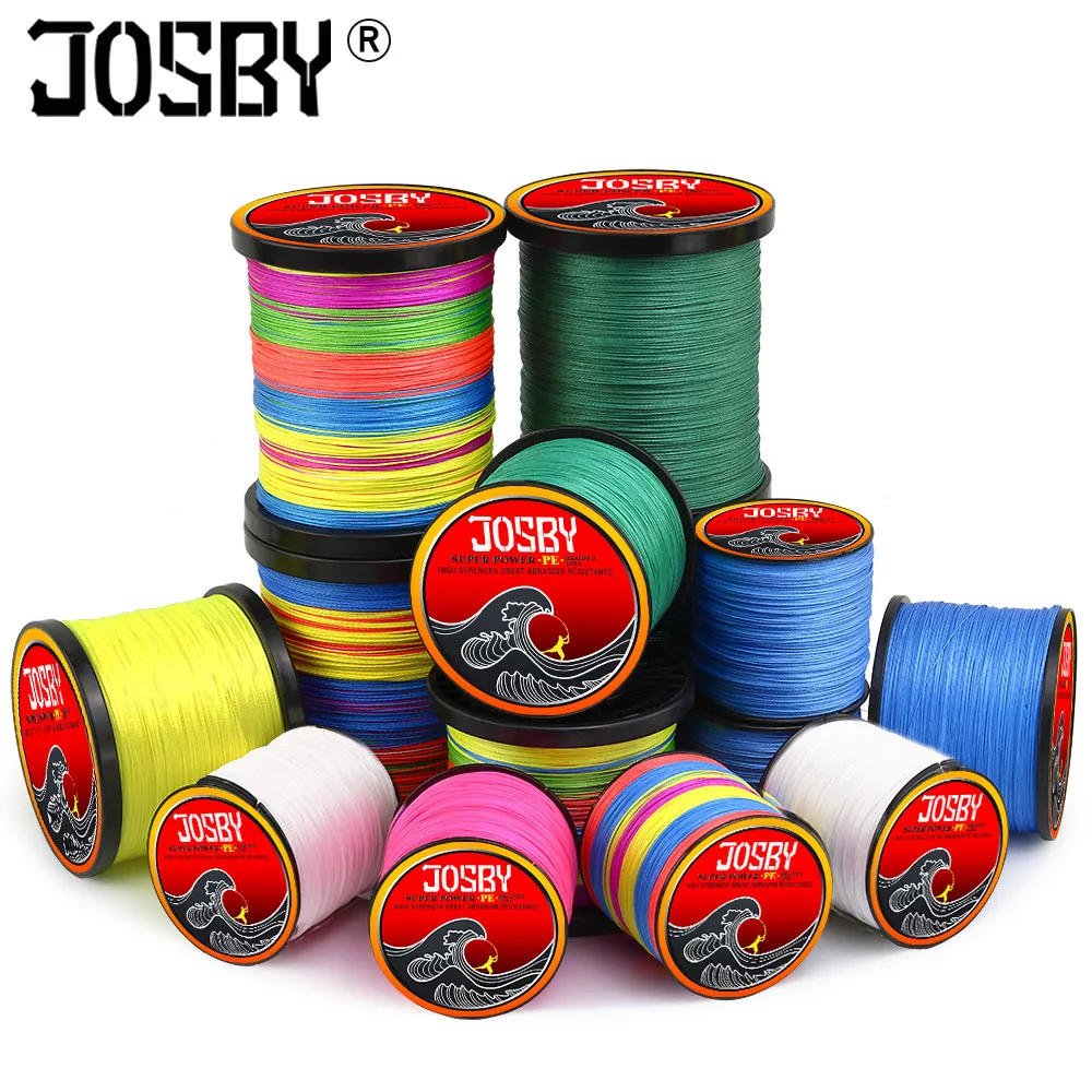 JOSBY многонитевая плетеная рыболовная леска 300 м 500 1000 4 нити 8 нитей полиэтиленовая