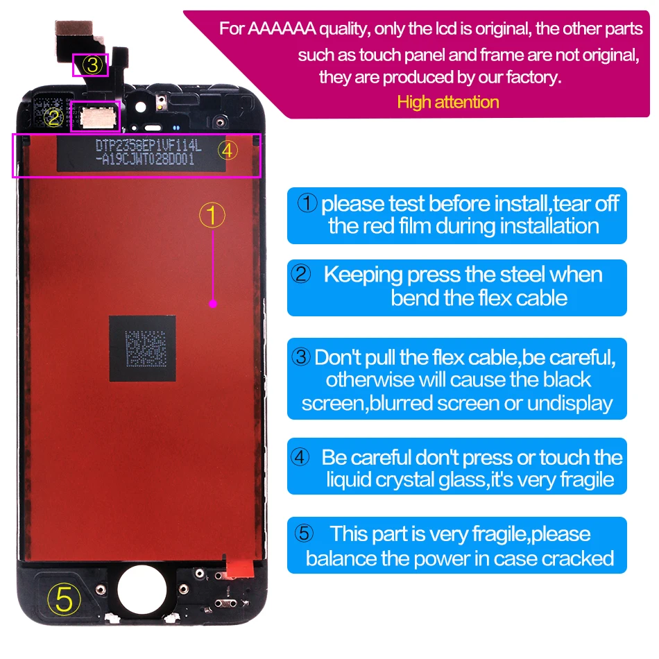 Оригинальный ЖК экран для Apple iPhone5/5C/5S/SE дисплей цифровой преобразователь экрана в