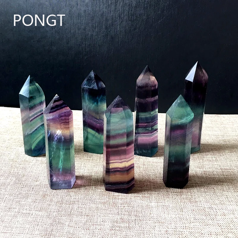 

Fluorite Crystal Point Healing Reiki Chakra pendant pendulum Natural purple green fluorite quartz crystal column stone pendulum