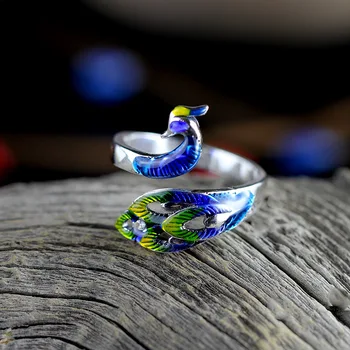 

KJJEAXCMY fine jewelry 999 sterling silver taiyin phoenix ring female index finger vintage court personality fashion