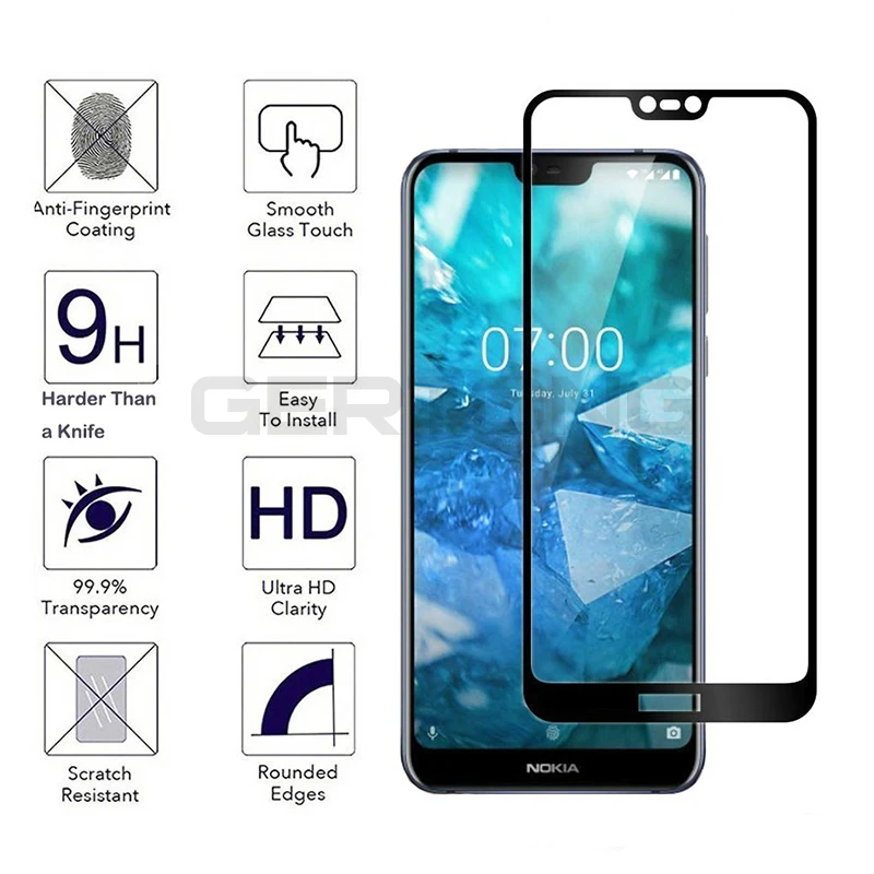 Закаленное стекло 9H с полным покрытием для Nokia X6 X5 2 3 5 6 2018 7 1 Plus Защитная пленка