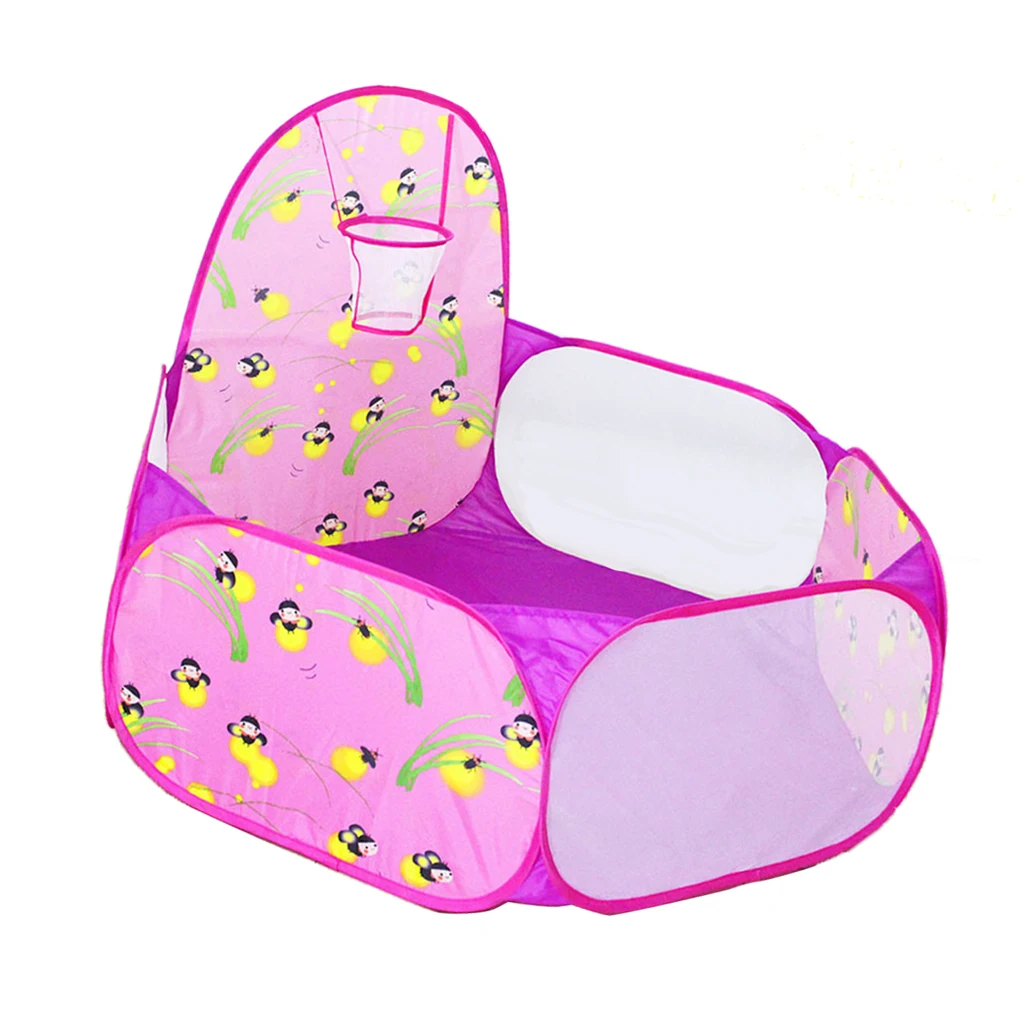 Fun Pop Up Ball Pit Pool Toddler Baby Play Tent Playhouse Playpen with Basketball Hoop Developmental play Game Toy 120CM/ 47''
