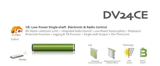 Dooya Venetian двигателя DV24CE/L-0.6N/45r, DV24AF/L-0.8N/27R, управление по излучатель для жалюзи, сотовые жалюзи, римские шторы - Цвет: one shaft