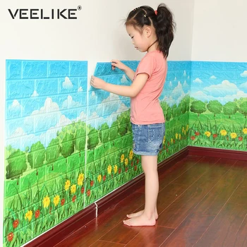 

Anti Collision 3D Wall Panel for Kids Room Decor 3D Brick Wallpaper for Living Room Bedroom Decor Self adhesive Wall Paper Brick