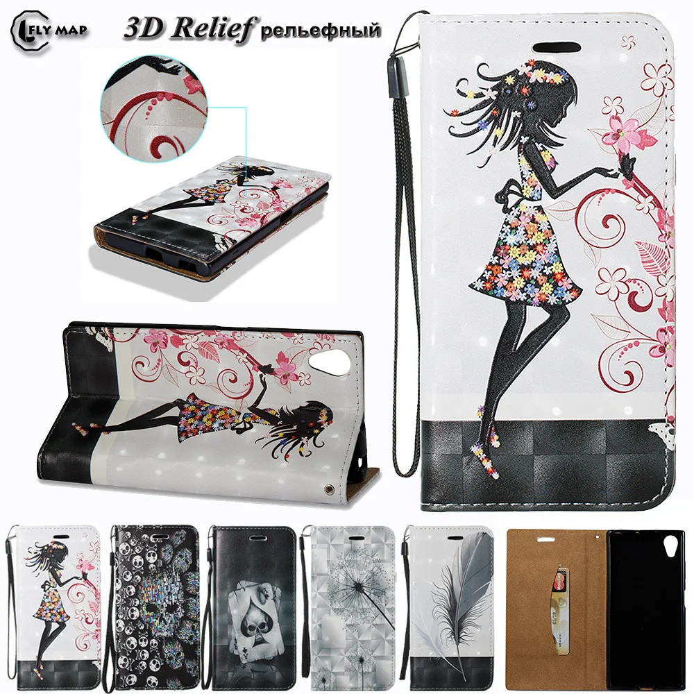 3D Relief Case For Sony Xperia XA1 Plus Sony SM11L Dual Flip Wallet Phone Cover Coque For Xperia XA 1 Plus G3426 G3412 Shell Bag