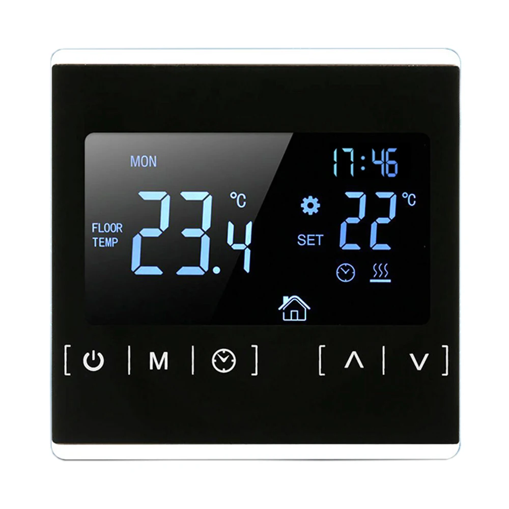 

MH1822 MH1821 AC85~240V Touch Screen Black Back Light Programmable Thermostat Warm Floor Temperature Controller Thermoregulator